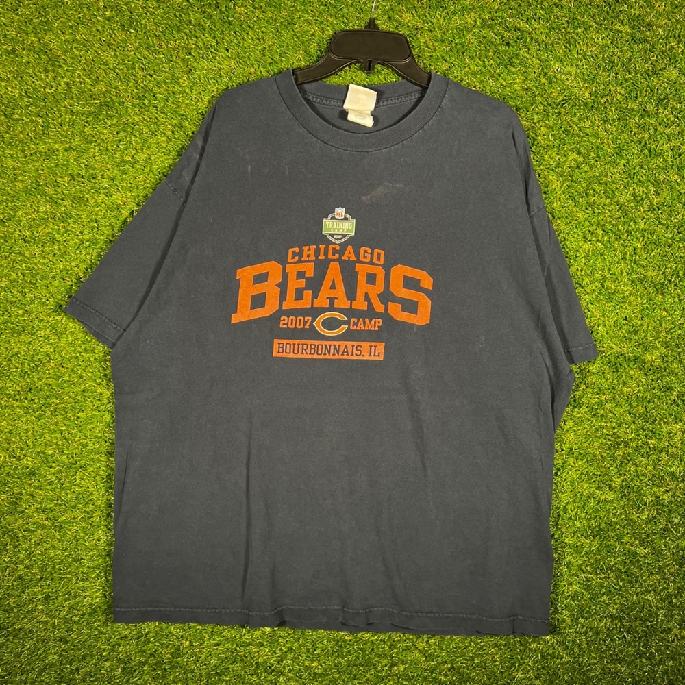 Mens Chicago Bears 2007 Training Camp T-Shirt Navy Blue 2XL Bourbonnais‎ IL NFL